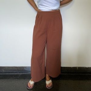 Chocolate Brown cotton wide leg pants